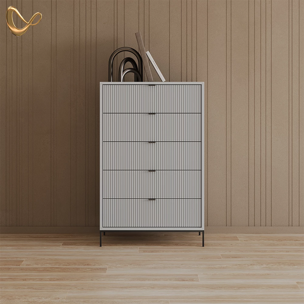 Kommode Aterno Grau 76 x 120 cm mit 5 Schubladen livinity®