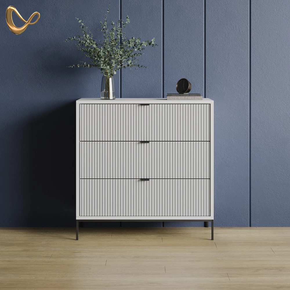 Kommode  Aterno Weiß 42 x 81.2 cm mit 3 Schubladen livinity®