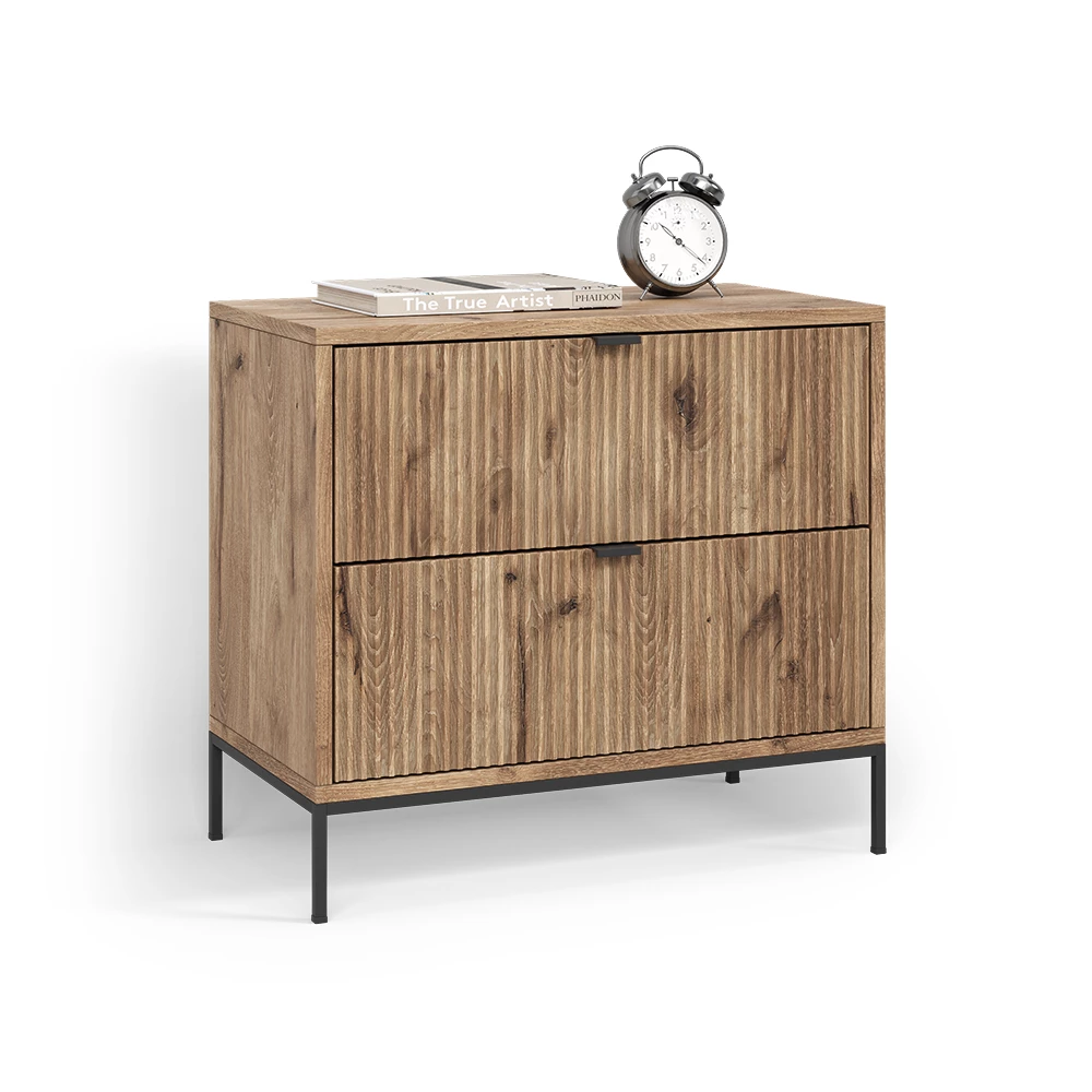 Nachttisch Aterno Viking Oak mit 2 Schubladen livinity®