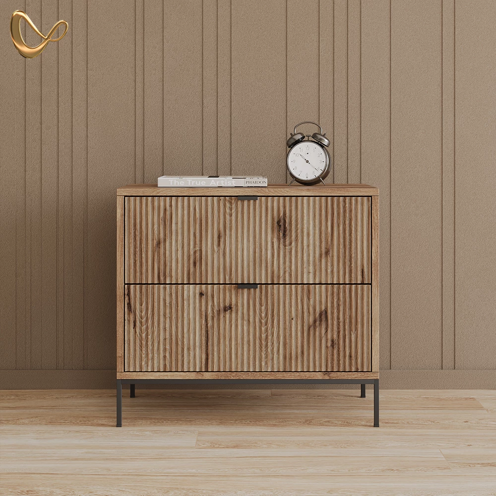 Nachttisch Aterno Viking Oak mit 2 Schubladen livinity®