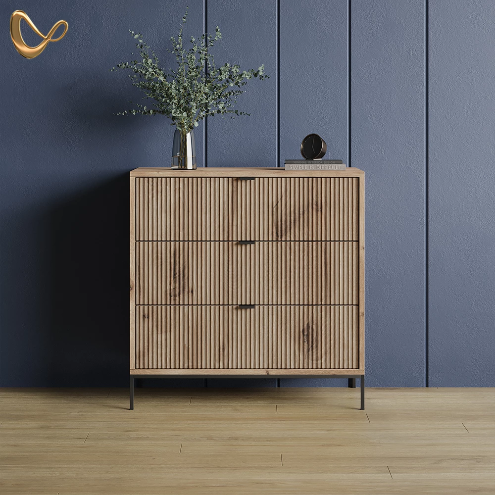 Kommode  Aterno Viking Oak 42 x 81.2 cm mit 3 Schubladen livinity®