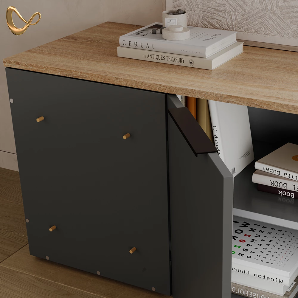 Nahaufnahme von Eckkommode in Anthrazit, zeigt Design- und Oberflächendetails