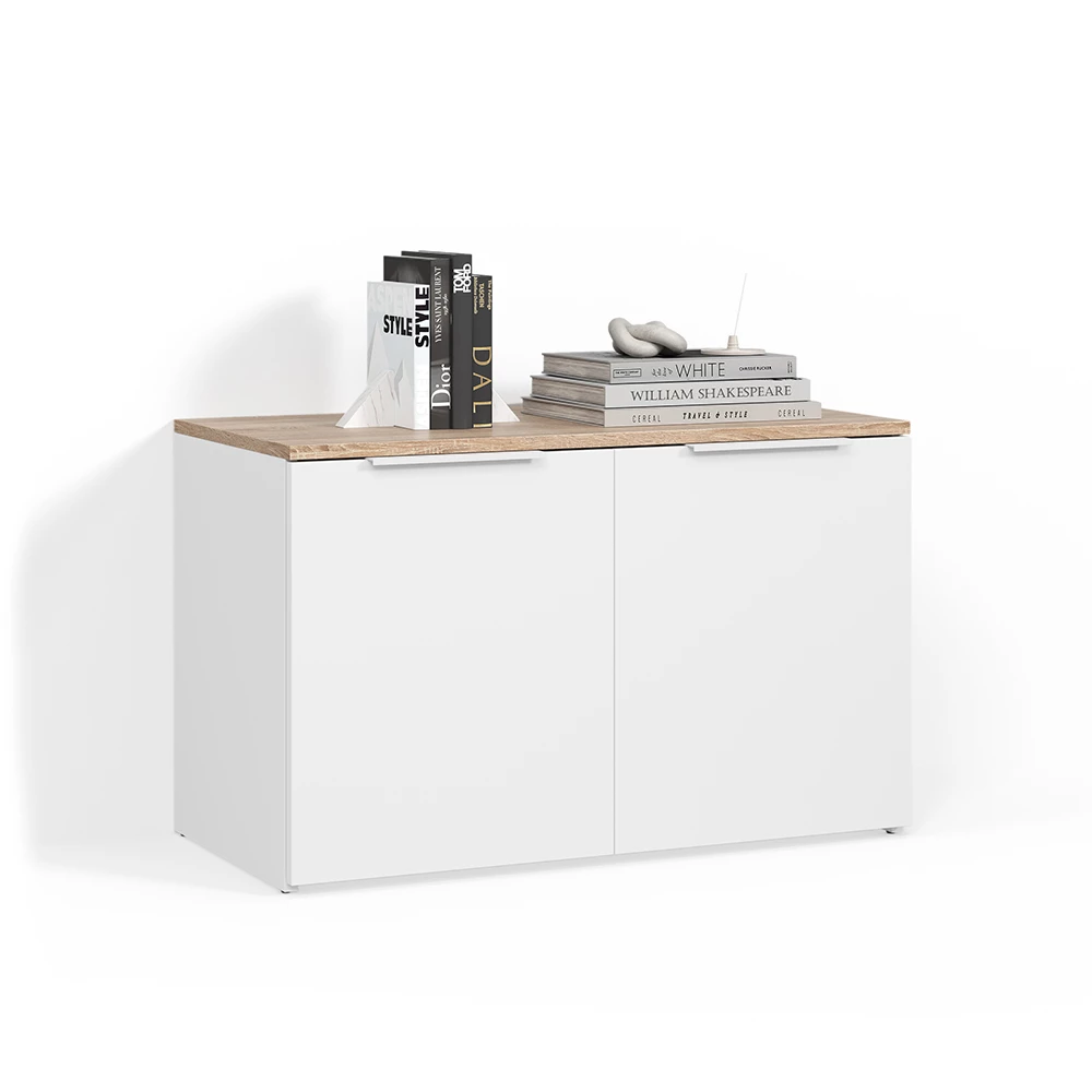 Kommode Piave Weiß/Sonoma mit 2 Türen livinity®