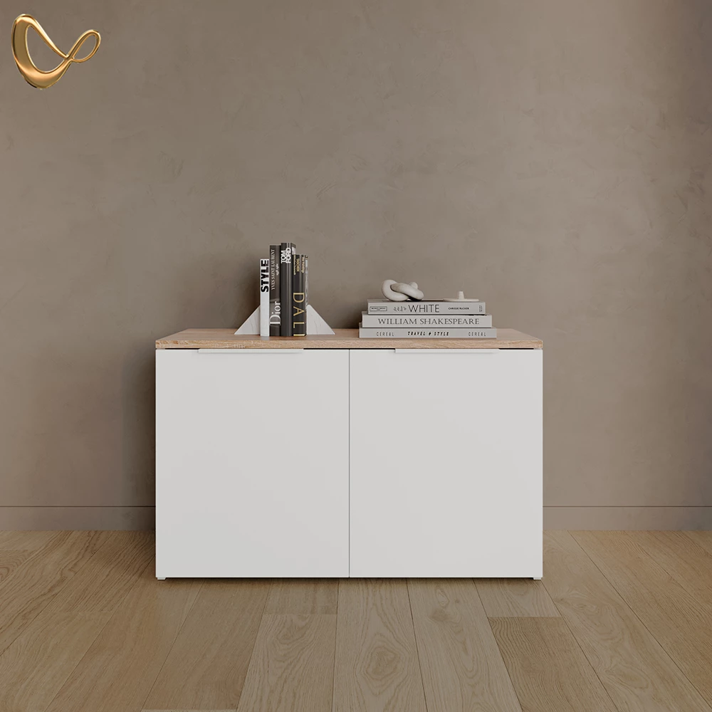 Kommode Piave Weiß/Sonoma mit 2 Türen livinity®