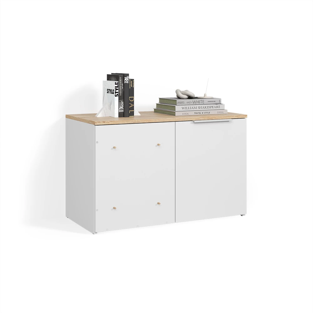 Eckkommode Piave Weiß/Sonoma mit Tür livinity®