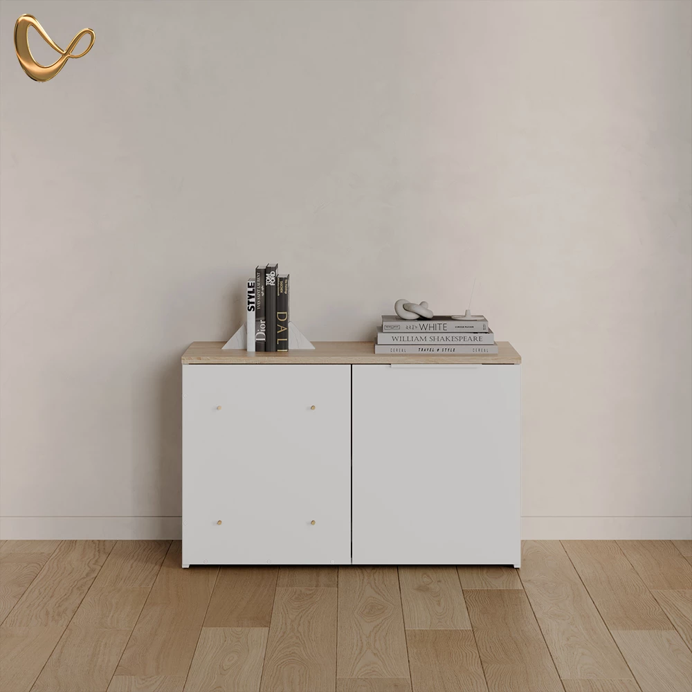 Eckkommode Piave Weiß/Sonoma mit Tür livinity®