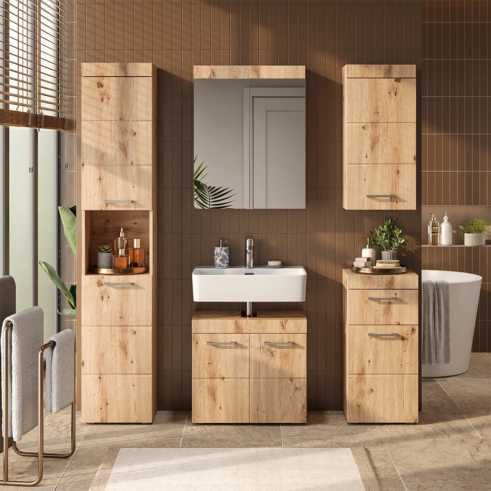 Badschrank Luna Eiche Wotan 37 x 190 cm livinity®