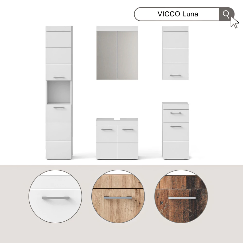 Badschrank Luna Eiche Wotan 37 x 190 cm livinity®