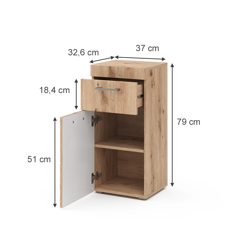 Mobiletto bagno in Quercia Wotan on white background