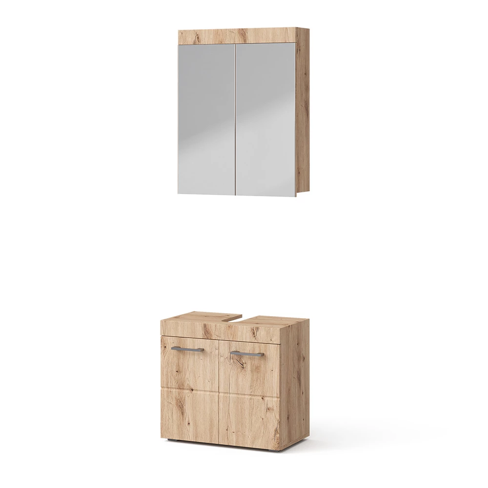 Garnitura kopalniškega pohištva v Hrast Wotan na belem ozadju