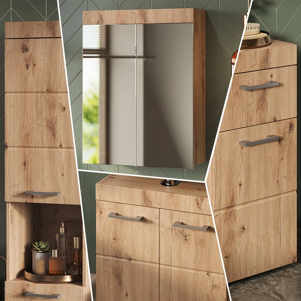 Gros plan de Meubles bain en Chêne Wotan, montrant la texture/les détails