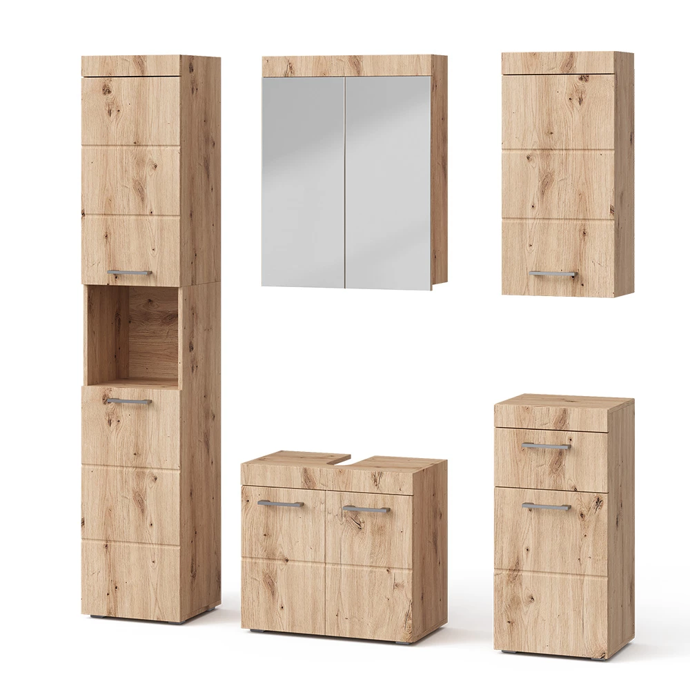 Set mobili bagno in Quercia Wotan on white background