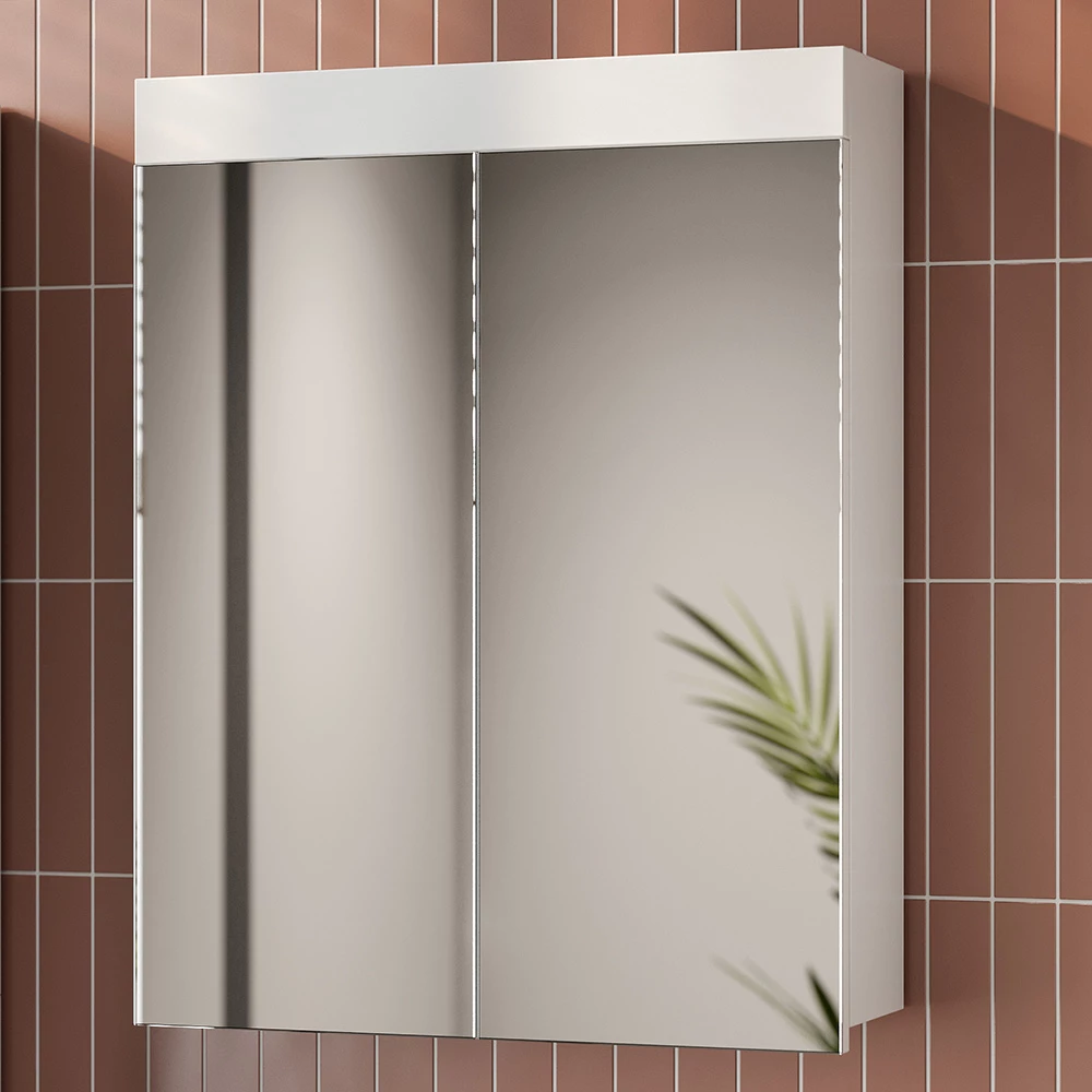 Close-up of Specchio contenitore bagno in Bianco, showing texture/details