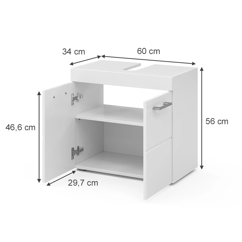 Meuble sous vasque simple en Blanc sur fond blanc