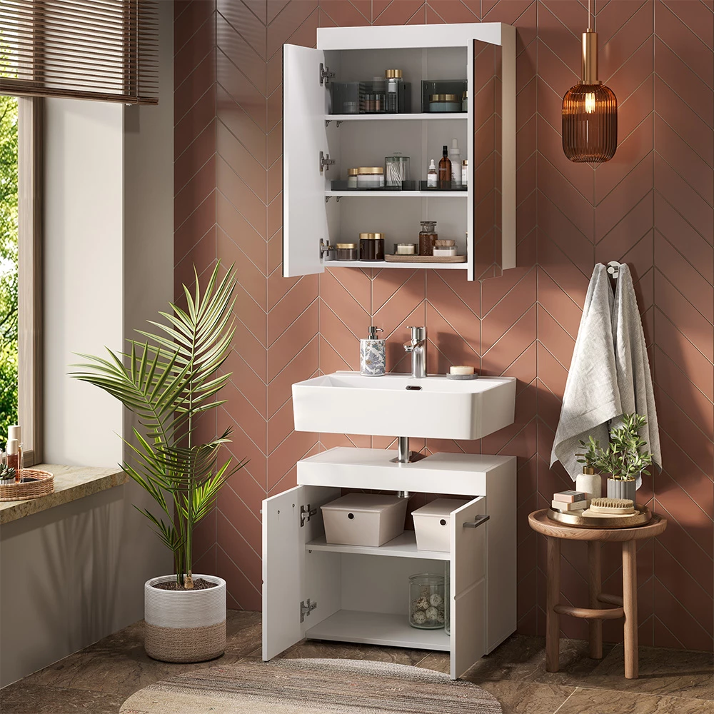 Close-up of Wastafelonderkast in Wit, showing design and surface details