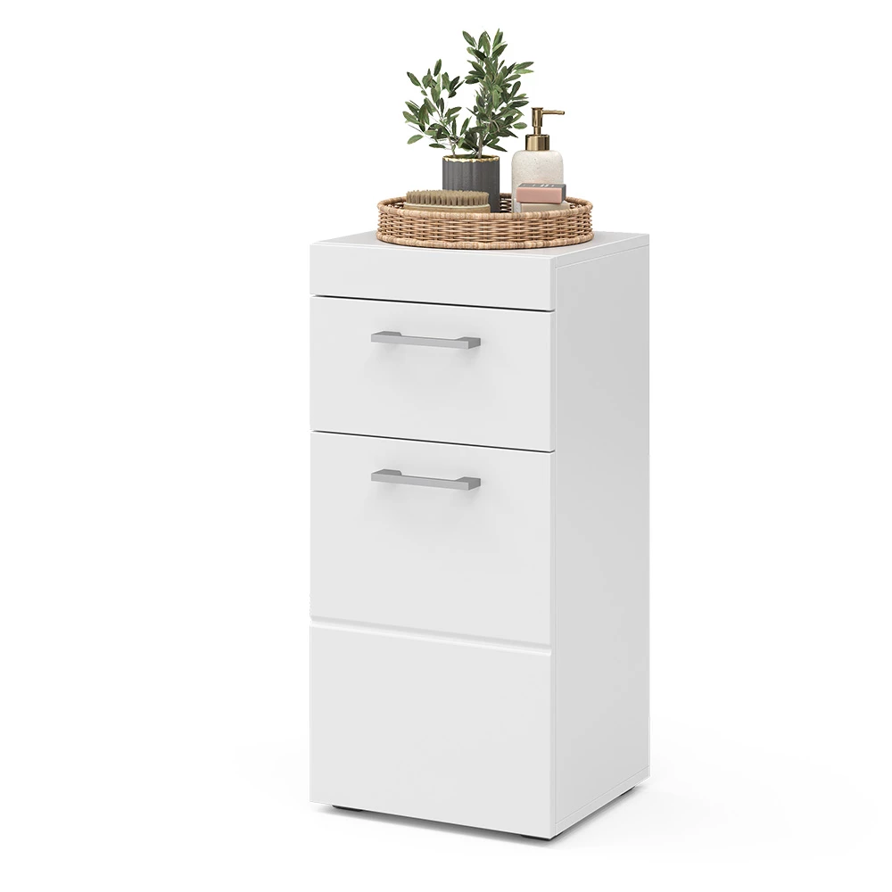 Mobiletto bagno in Bianco on white background with decorative elements