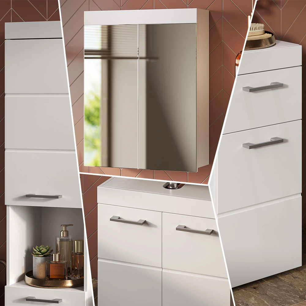 Gros plan de Meubles bain en Blanc, montrant la texture/les détails