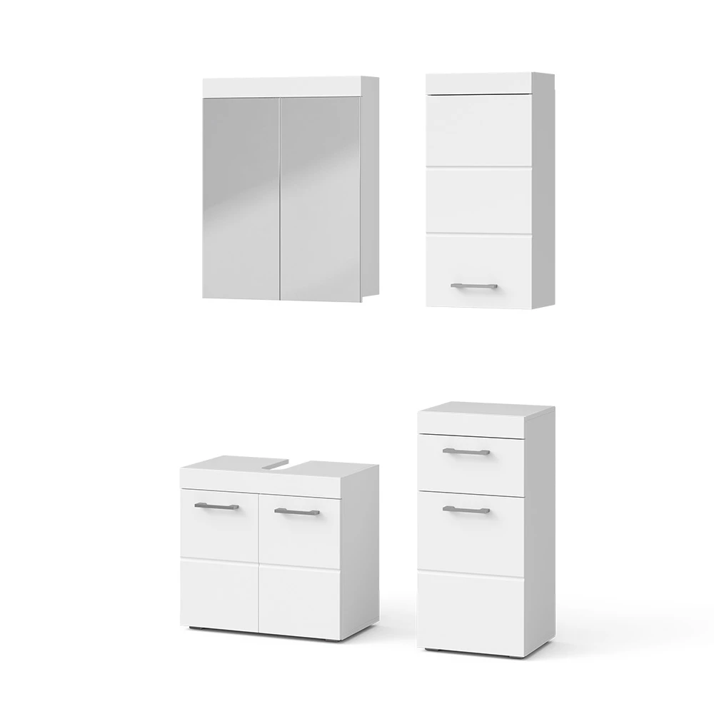 Fürdőszobabútor szett Fehér színben fehér háttéren