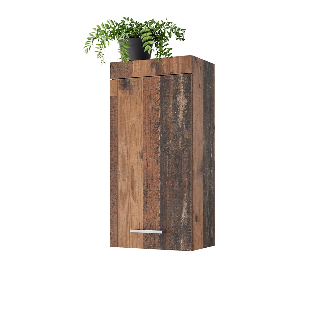 Armoire suspendue en Oldstyle sur fond blanc avec des éléments décoratifs