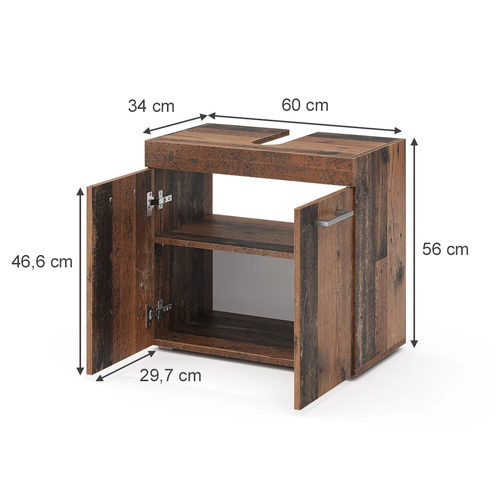 Meuble sous lavabo en Oldstyle sur fond blanc