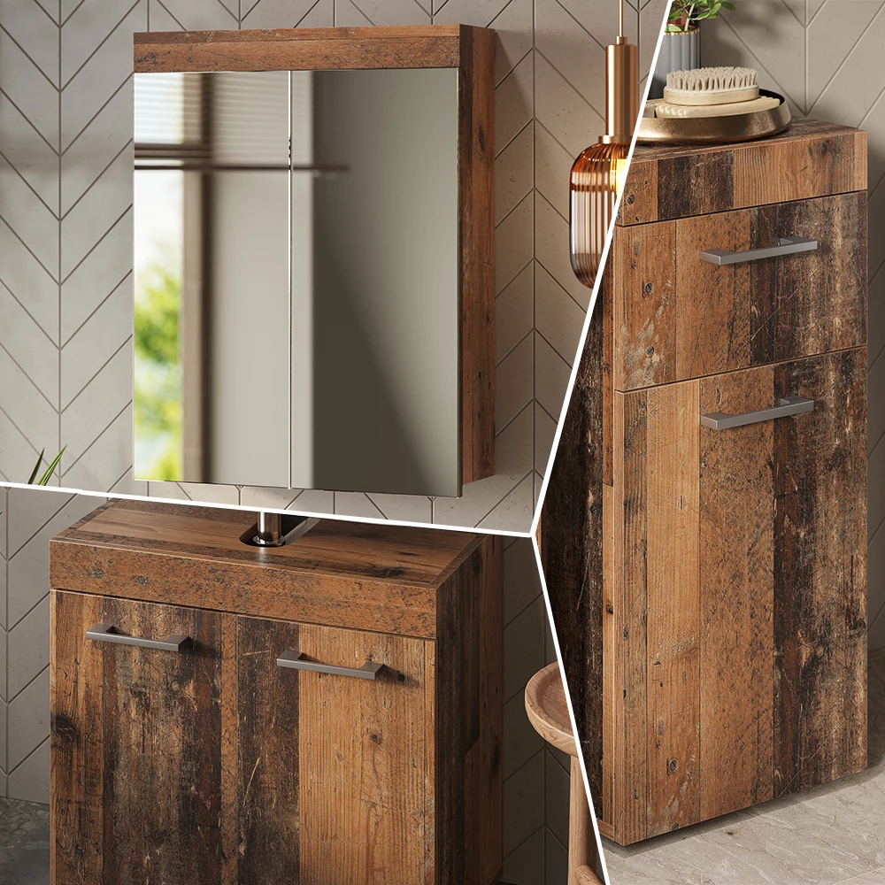 Gros plan de Ensemble de meubles de salle de bains en Oldstyle, montrant la texture/les détails