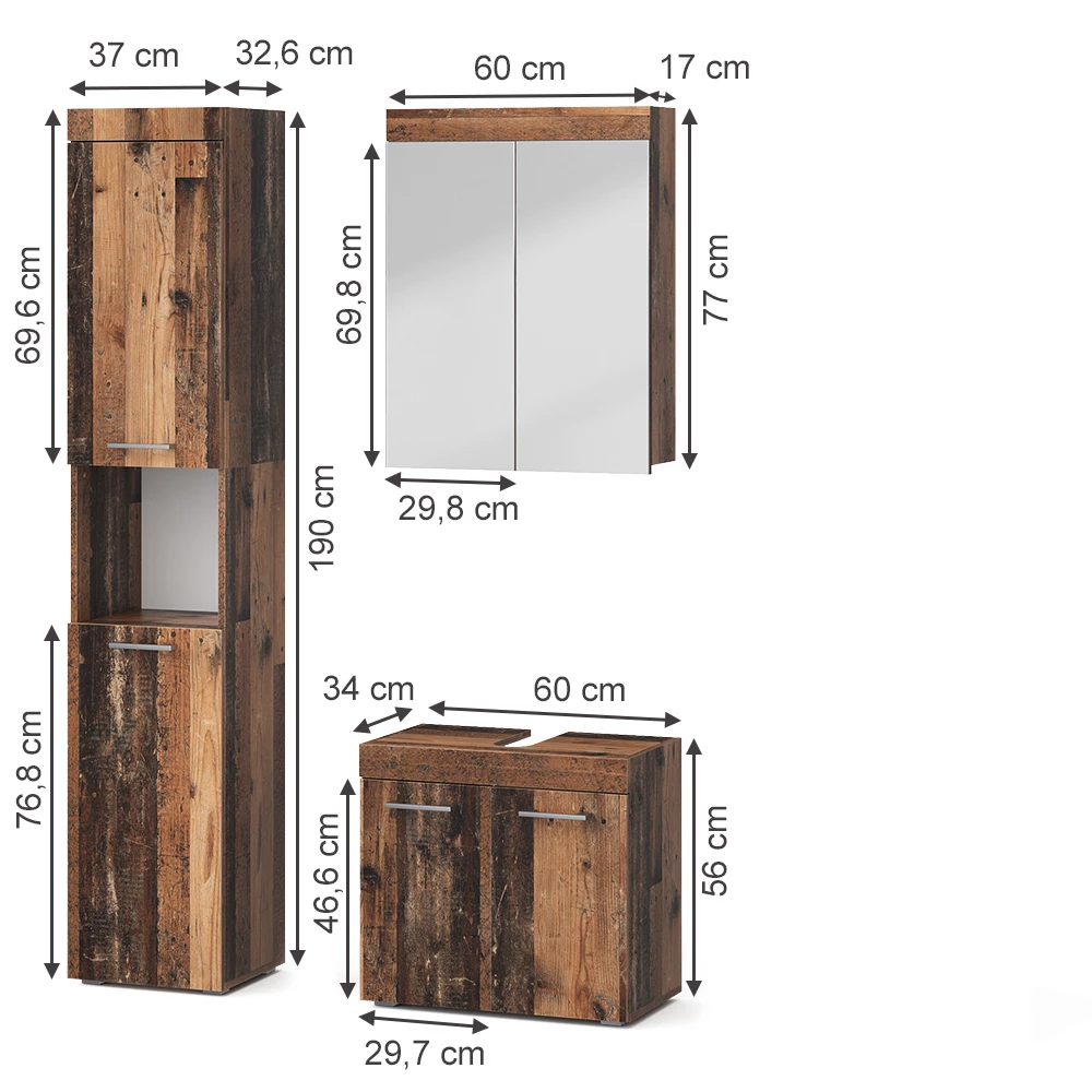 Komplet kopalniškega pohištva v Oldstyle na belem ozadju