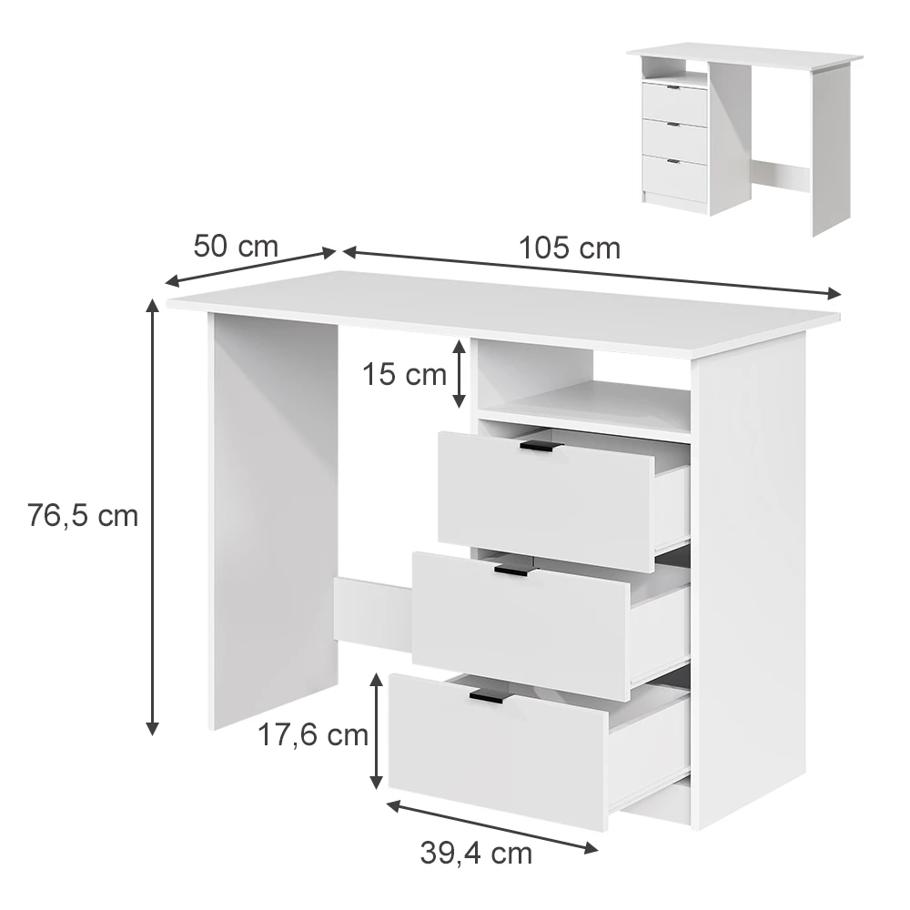 Desk in White on white background
