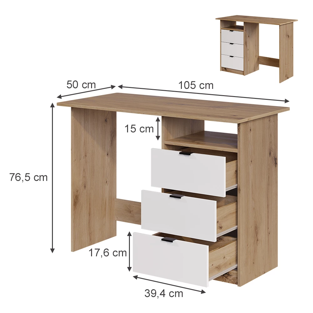 Desk in White/Artisan on white background