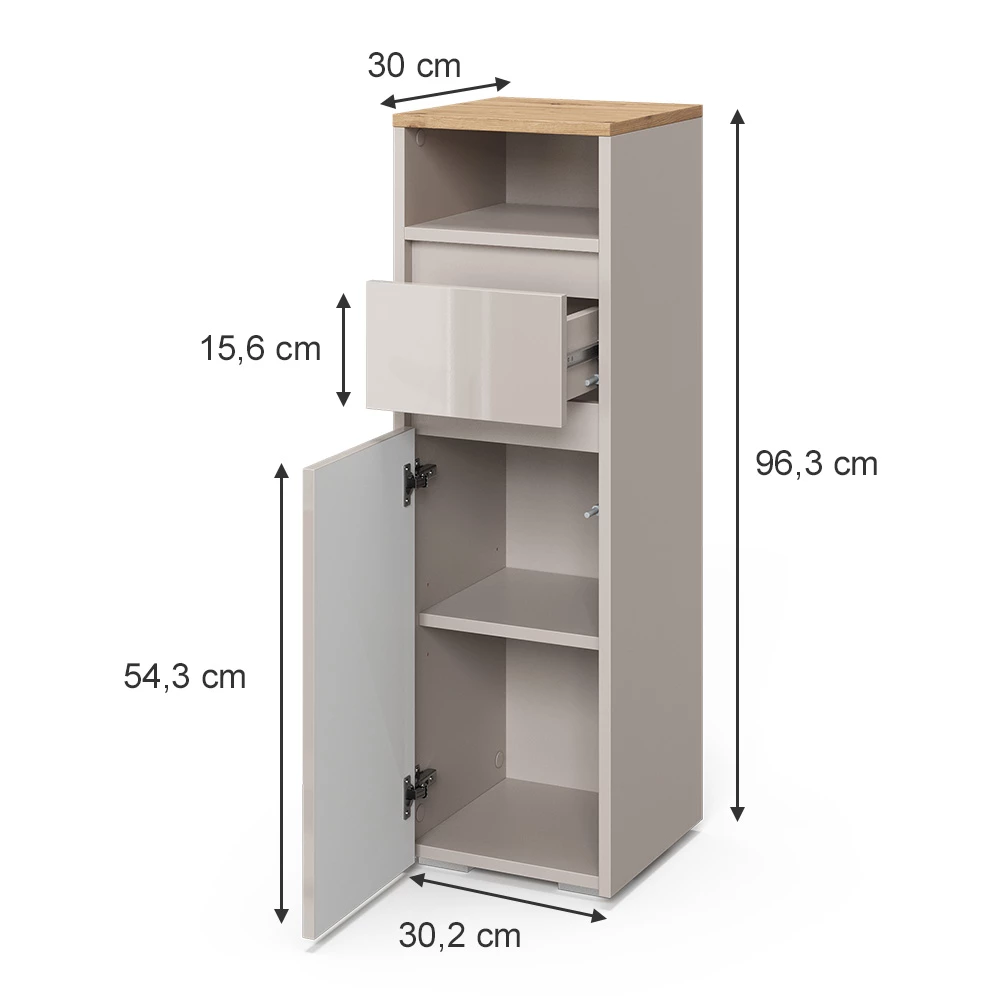 Midischrank in Cashmere auf weißem Hintergrund