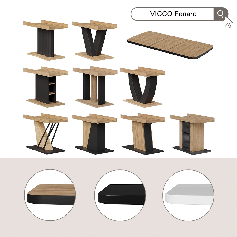 Esstisch Fenaro Weiß/Schwarz 120 x 80 cm Vicco