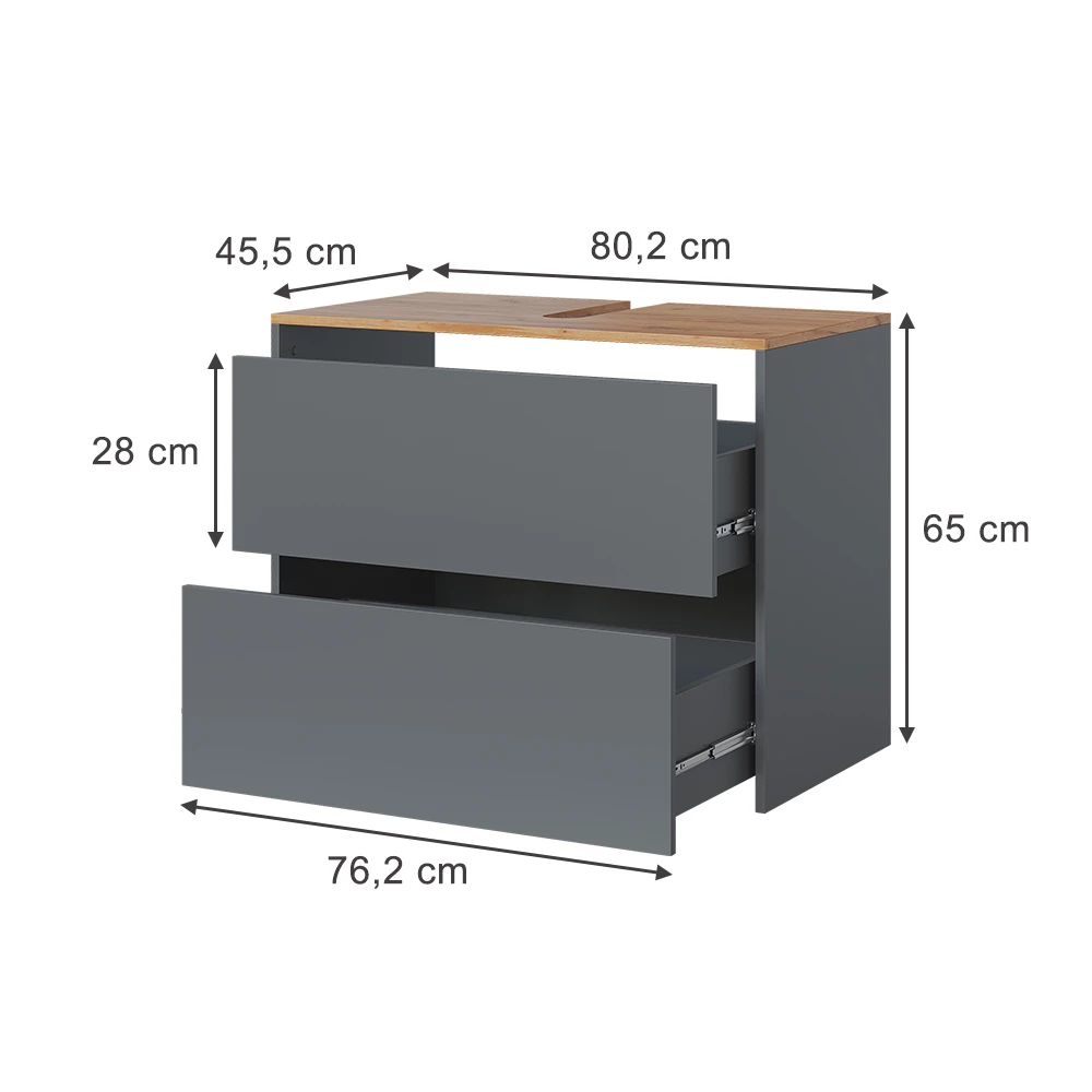 Diskbänksskåp in Antracit/Goldkraft ek on white background