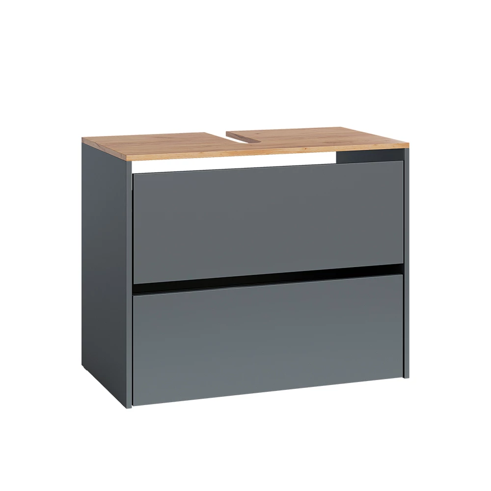 Diskbänksskåp in Antracit/Goldkraft ek on white background
