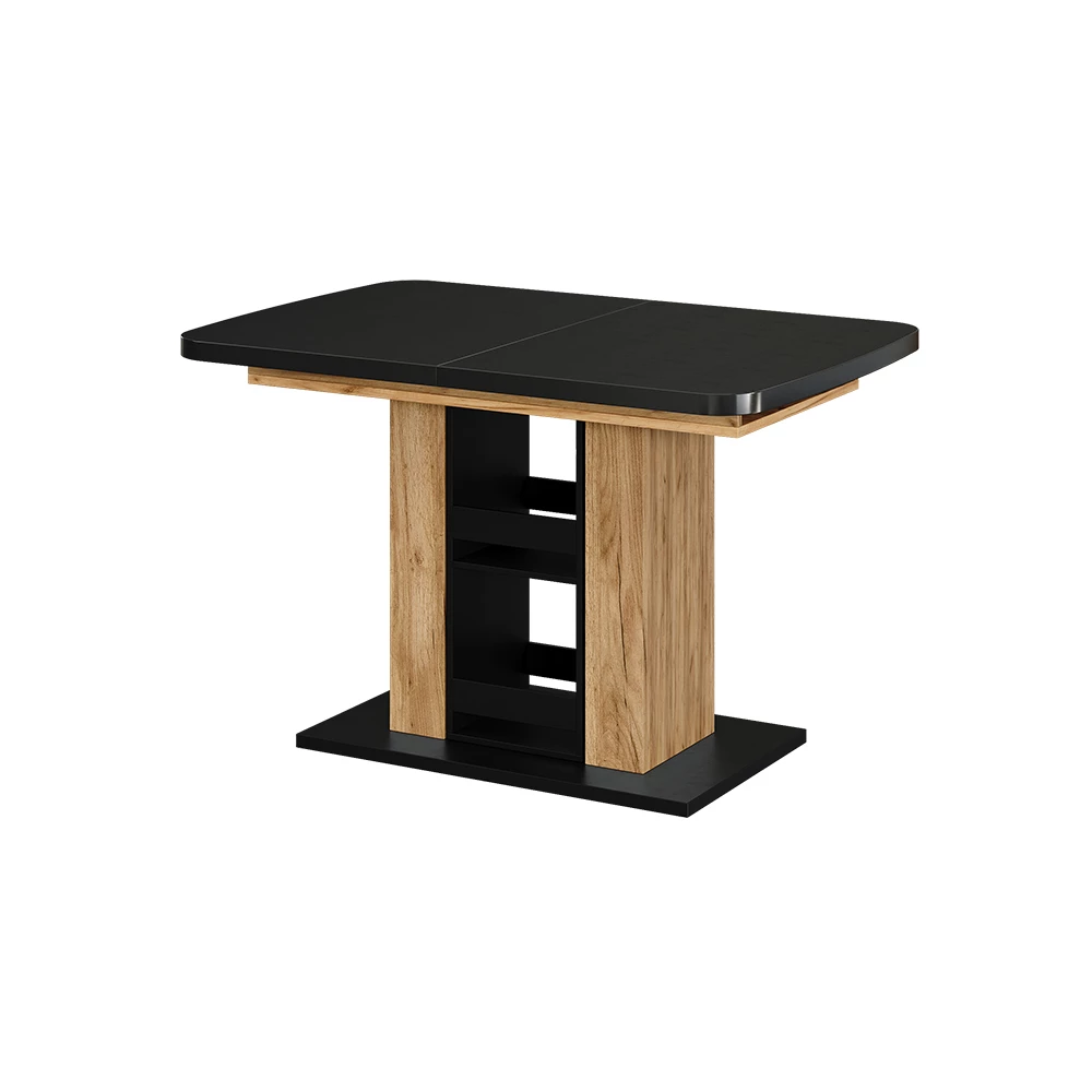 Esstisch in Schwarz/Goldkraft Eiche auf weißem Hintergrund