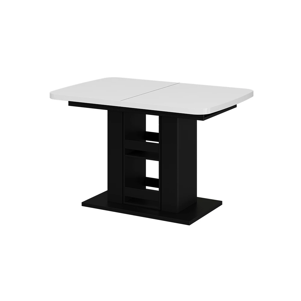 Esstisch in Weiß/Schwarz auf weißem Hintergrund