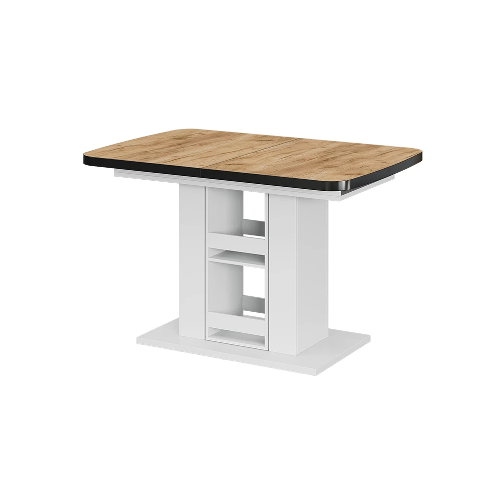 Esstisch in Goldkraft Eiche/Weiß auf weißem Hintergrund