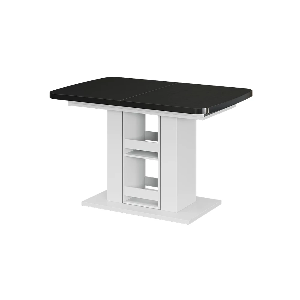 Esstisch in Schwarz/Weiß auf weißem Hintergrund