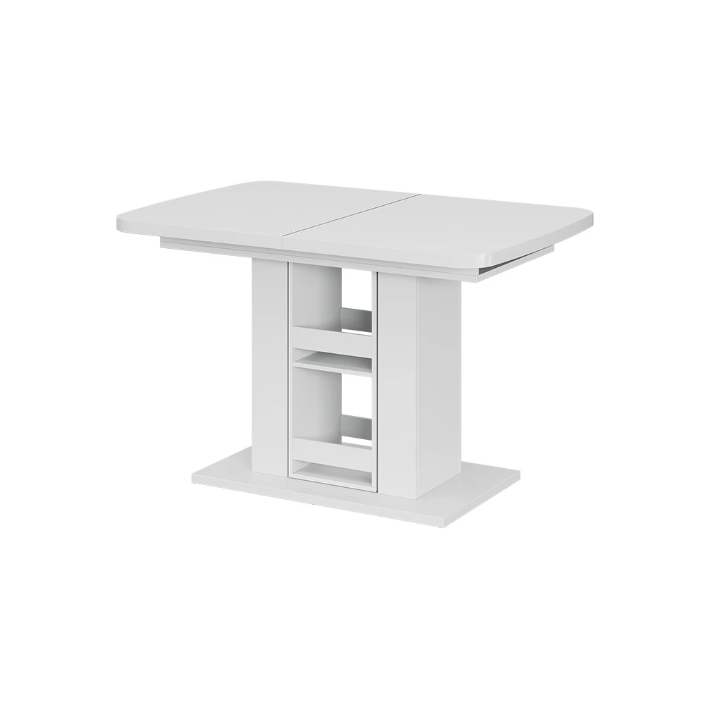 Esstisch in Weiß auf weißem Hintergrund