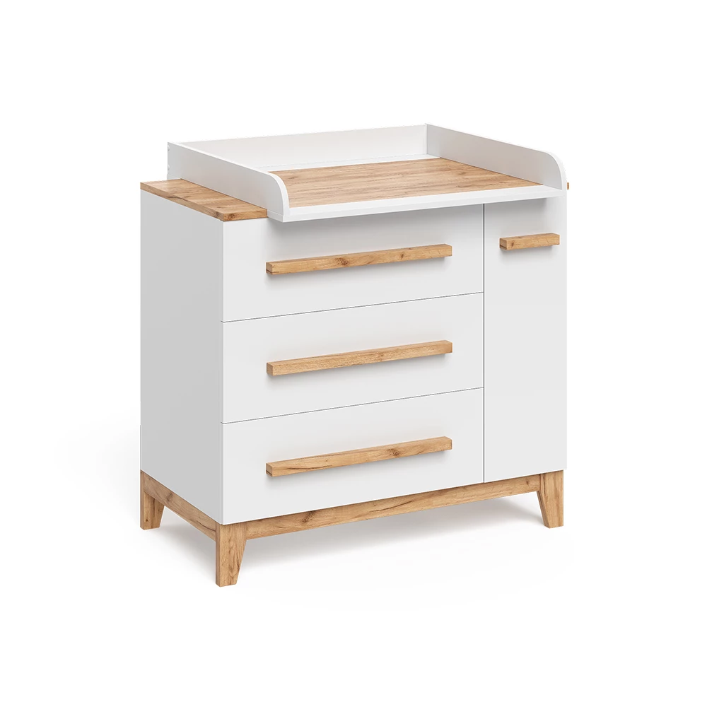 Pelenkázó komód Fehér színben fehér háttéren