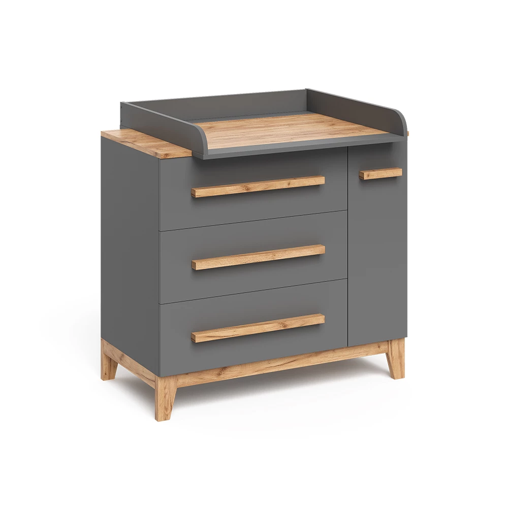 Pelenkázó komód Szürke színben fehér háttéren