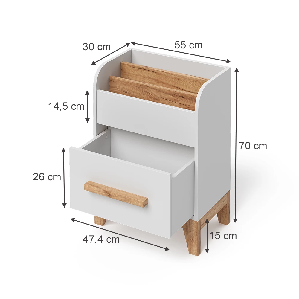 Kinderregal in Weiß auf weißem Hintergrund