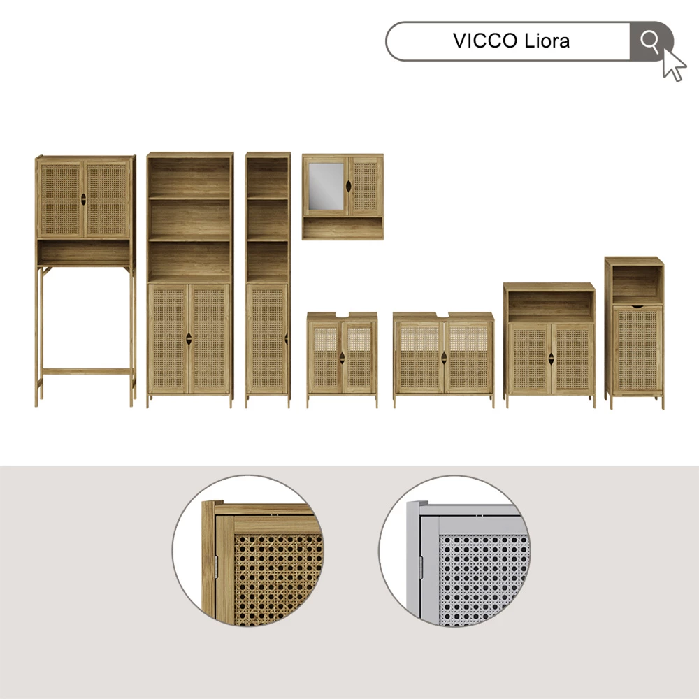 Waschbeckenunterschrank Liora Bambus 48 x 60 cm Vicco