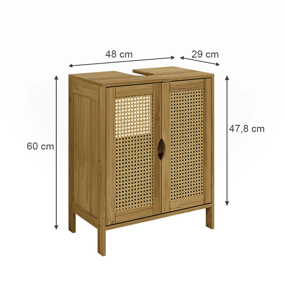 Tvättställsskåp in bambu on white background