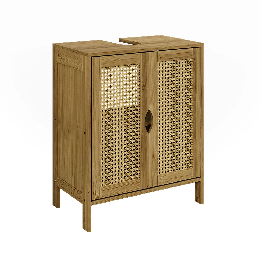 Tvättställsskåp in bambu on white background