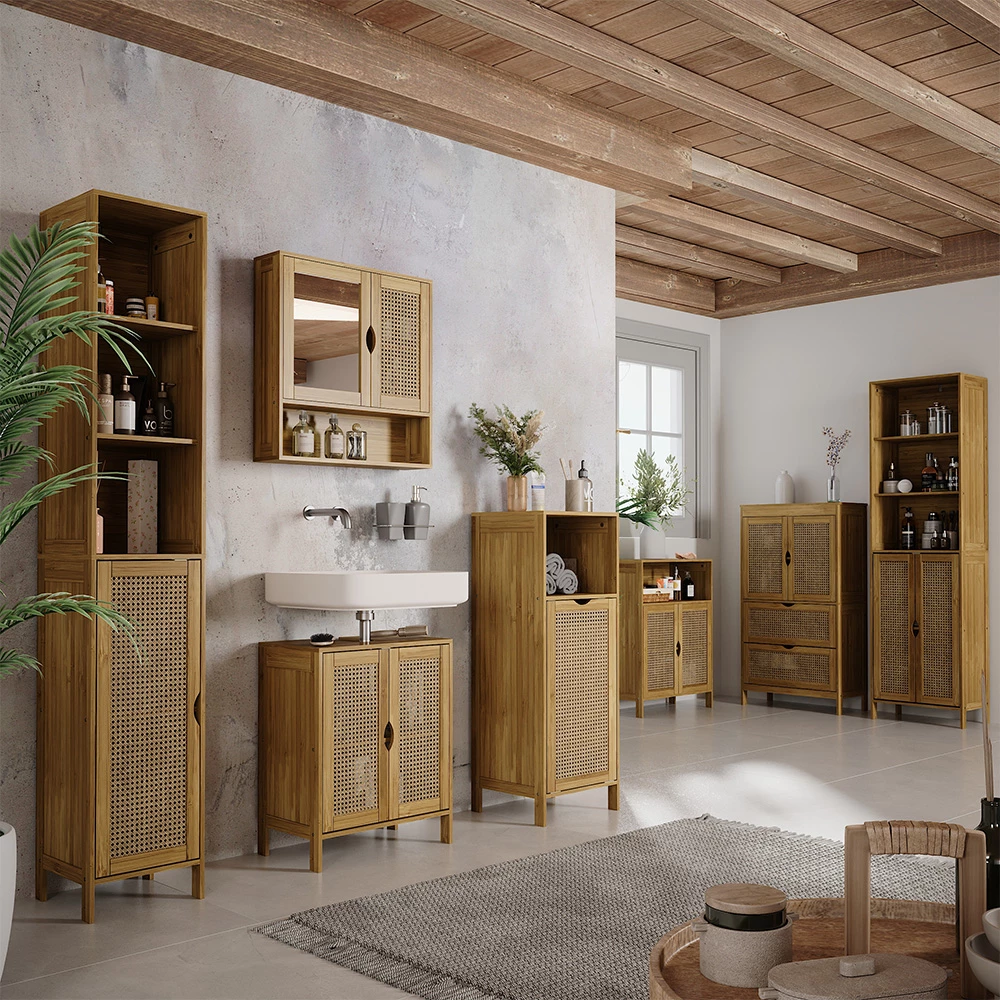 Waschbeckenunterschrank Liora Bambus 48 x 60 cm Vicco