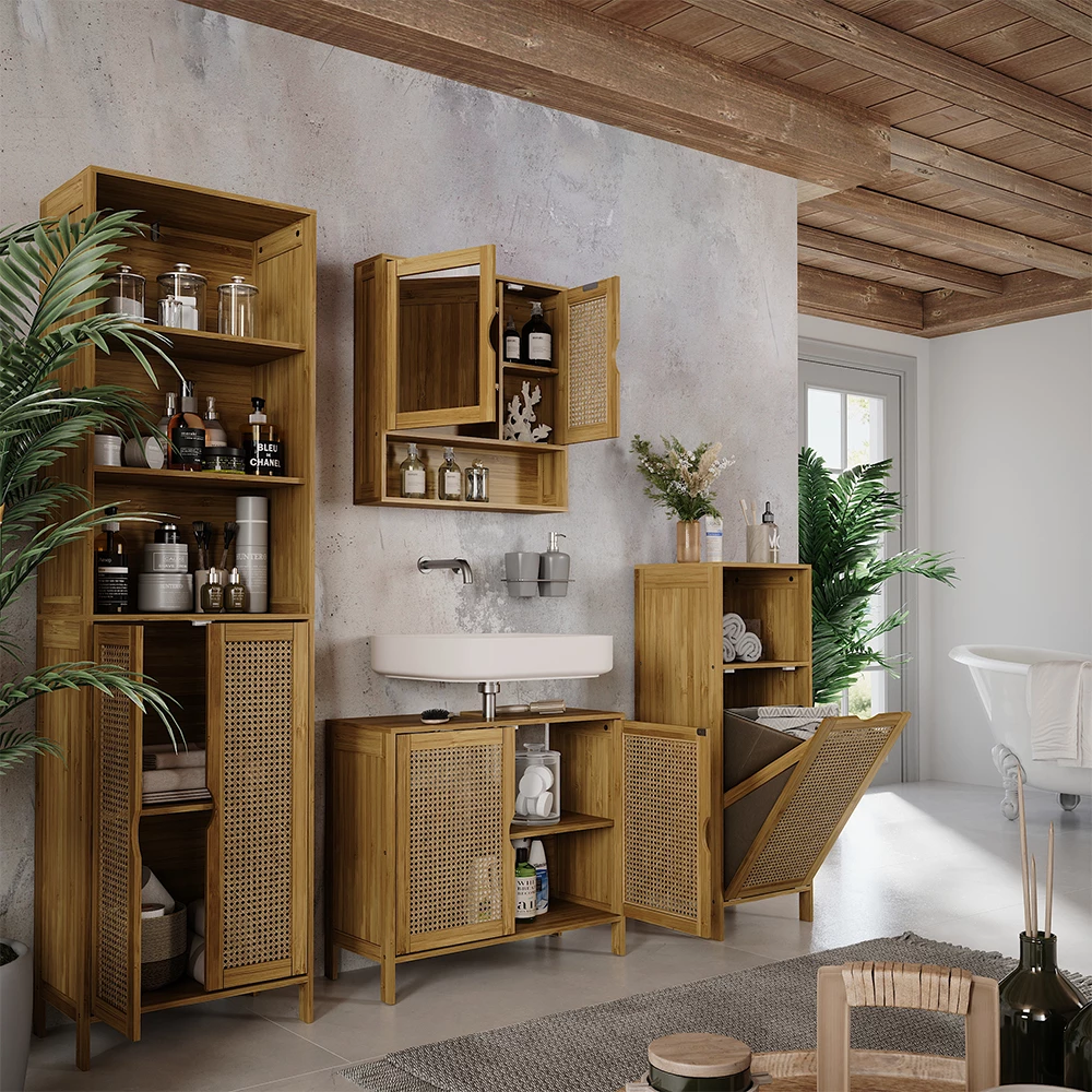 Close-up of Halfhoge kast in Bamboe, showing design and surface details