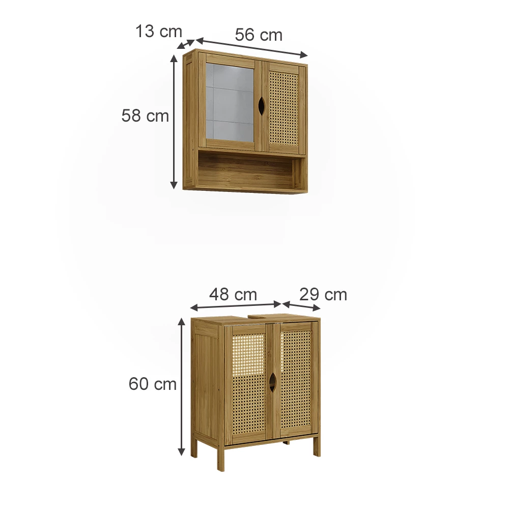 Set mobilier baie in bambus on white background