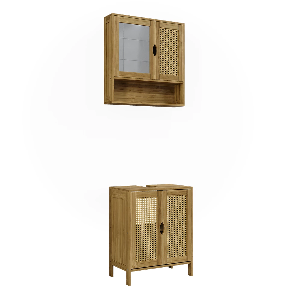 Set mobilier baie in bambus on white background