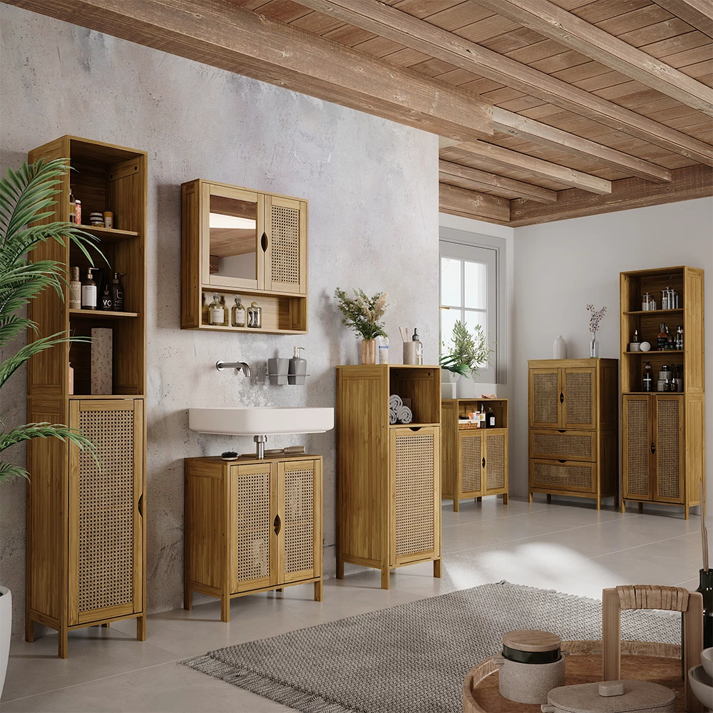 Badmöbel-Set Liora Bambù 4 parti Vicco