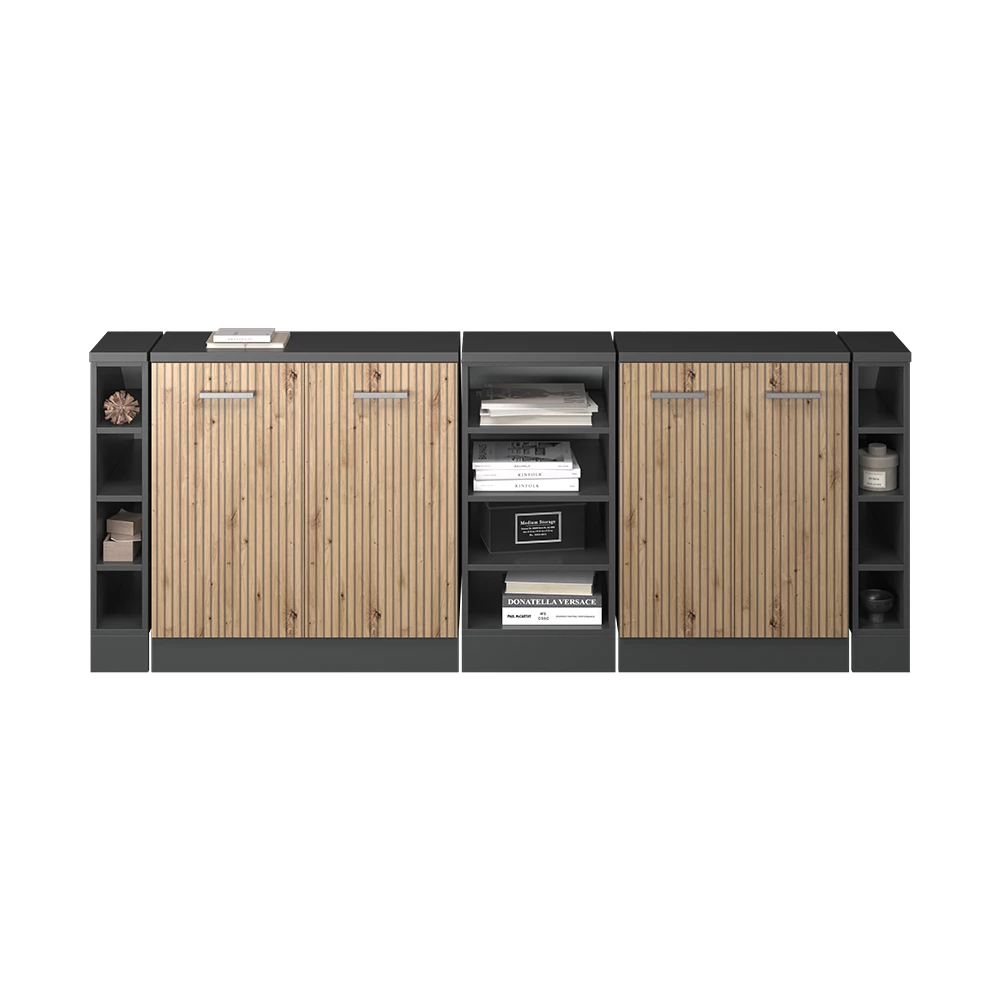Küchenschrank für Dachschrägen R-Line Artisan-Eiche 210 cm 5er Set Schrankkorpuss 60 cm Tiefe Vicco | Artisan-Eiche/Anthrazit | Dachschrägenzeile 210cm, Tiefe 60 cm