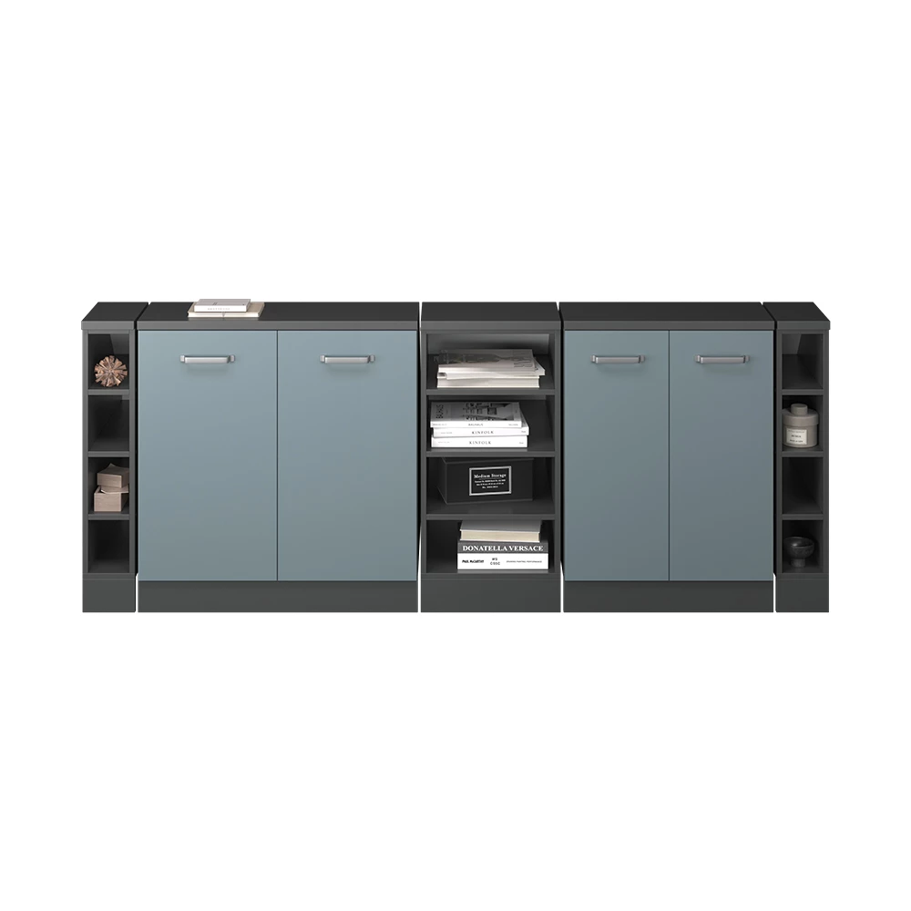 Küchenschrank für Dachschrägen R-Line Blau-Grau 210 cm 5er Set Schrankkorpuss 60 cm Tiefe Vicco